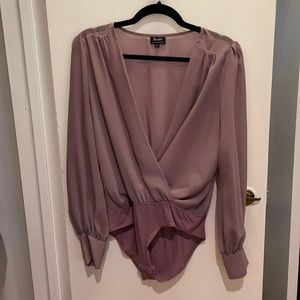 Beautiful purple sheer long sleeve bodysuit